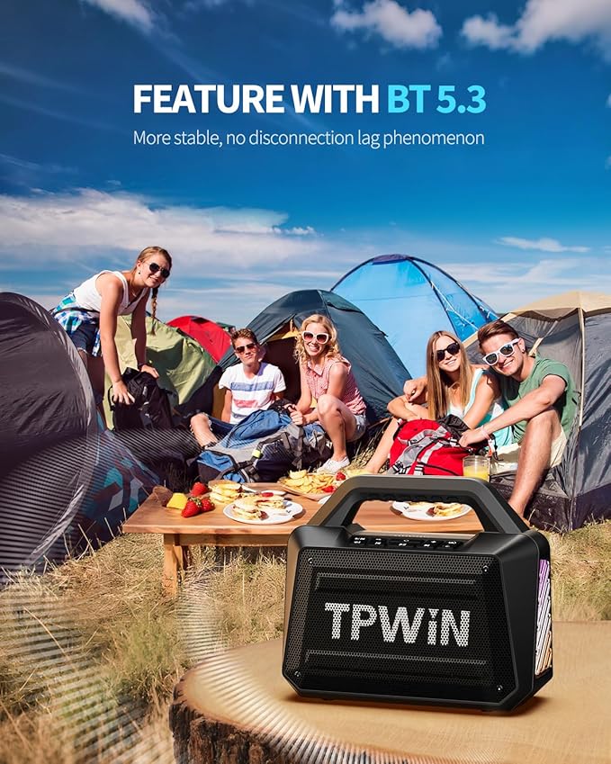 TPWIN Bluetooth Speaker - 80W Loud Rugged Outdoor Speakers - Image 9