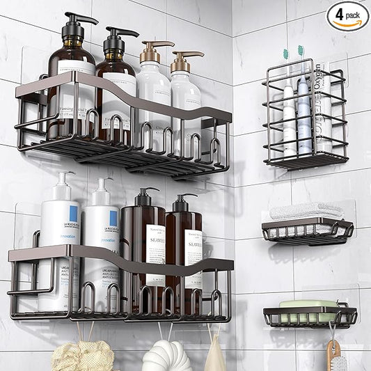 EUDELE 5-Pack Rustproof Stainless Steel Shower Caddy – No Drill Adhesive by EUDELE