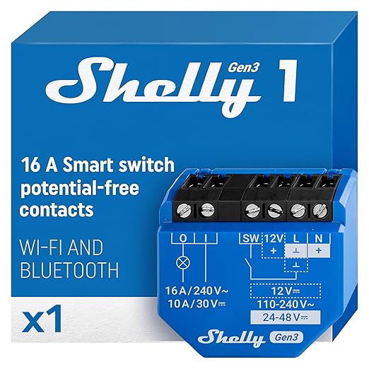Shelly 1 Gen3, WiFi Smart Relay Switch by Shelly