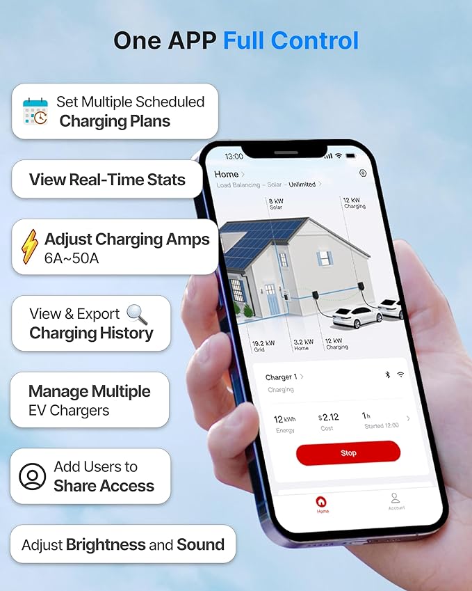 ELECQ Smart Level 2 EV Charger, Active Load Management, Solar EV Charging Mode - Image 3
