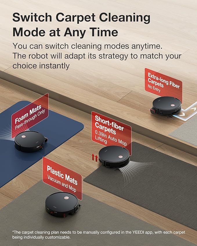 Yeedi S14 Plus Robot Vacuum and Mop, 000Pa Suction, OZMO Roller Mopping - Image 8