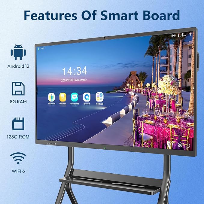 YIXZSWD Smart Board, 85 Inch Interactive Whiteboard 4K Touchscreen Built in - Image 2