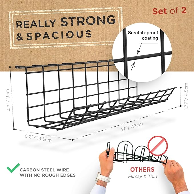 Under Desk Cable Management Tray, Cord Organizer - Image 3