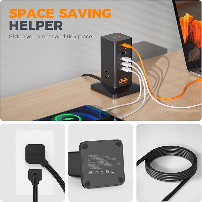 USB Charging Station for Multiple Devices 10Ft Cord, TESSAN 9-in-1 USB C - Image 5