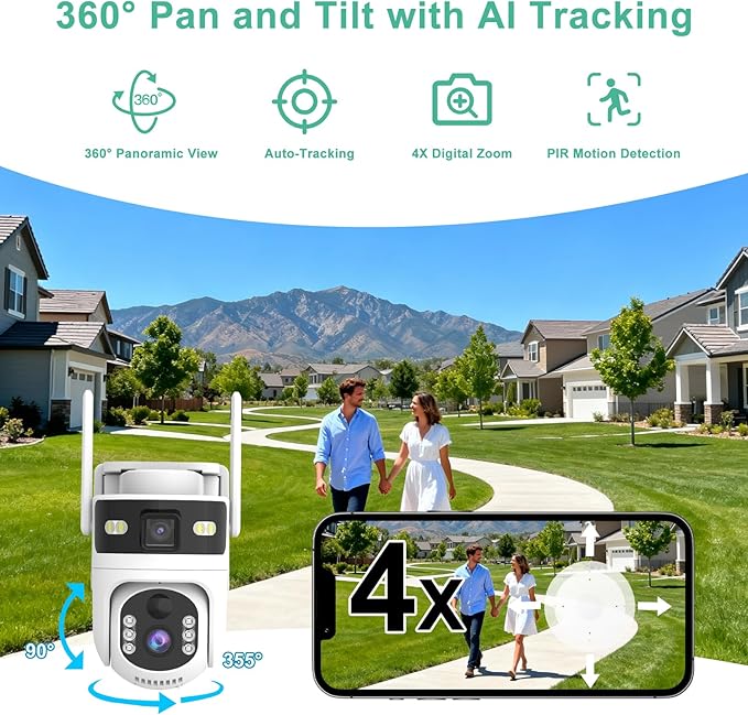 Kweiugfi 4G LTE Cellular Security Camera Dual Lens Outdoor, 180-Day Unlimited - Image 3