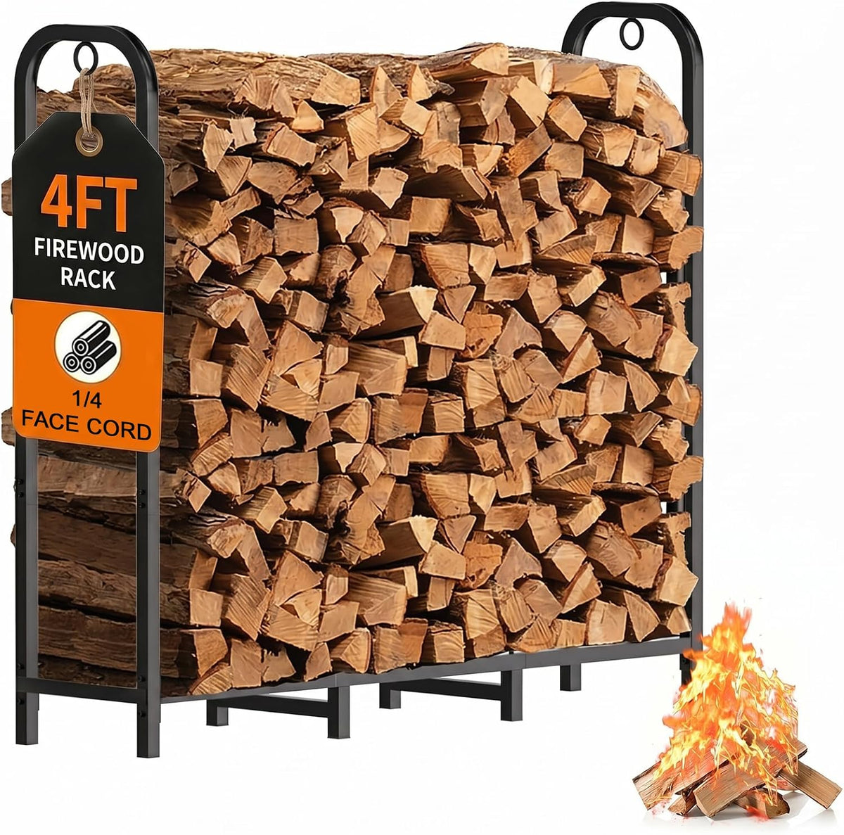 gtongoko 4ft firewood rack outdoor heavy duty log, main product view