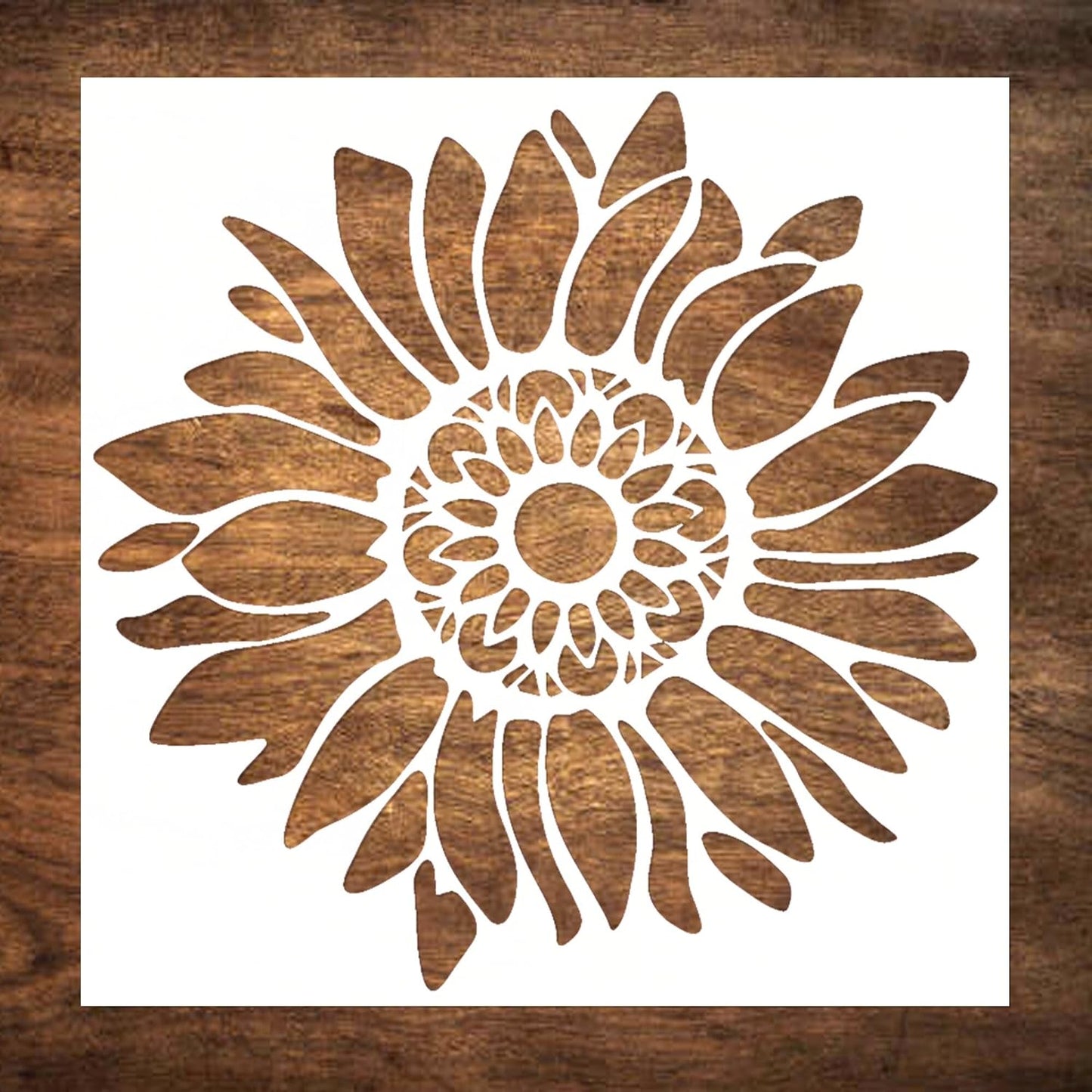 12x12 Inch Boho Sunflower Stencil for Painting on Wood, Canvas, Paper, Fabric and Furniture - Reusable Floral Craft Stencils - Large Flower Stencils - Wall Stencil for Painting Large Pattern