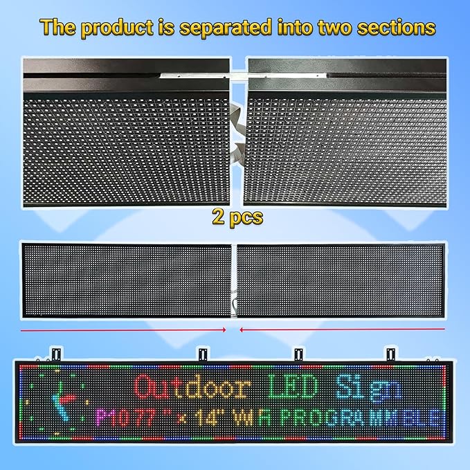 77”x14” Programmable LED Display Sign, P10 Outdoor Digital Scrolling Message - Image 6