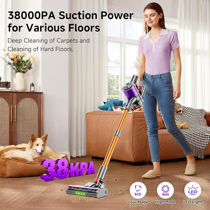 Clinkal Cordless Stick Vacuum Cleaner, 38Kpa Powerful Suction Vacuum Cleaner - Image 2