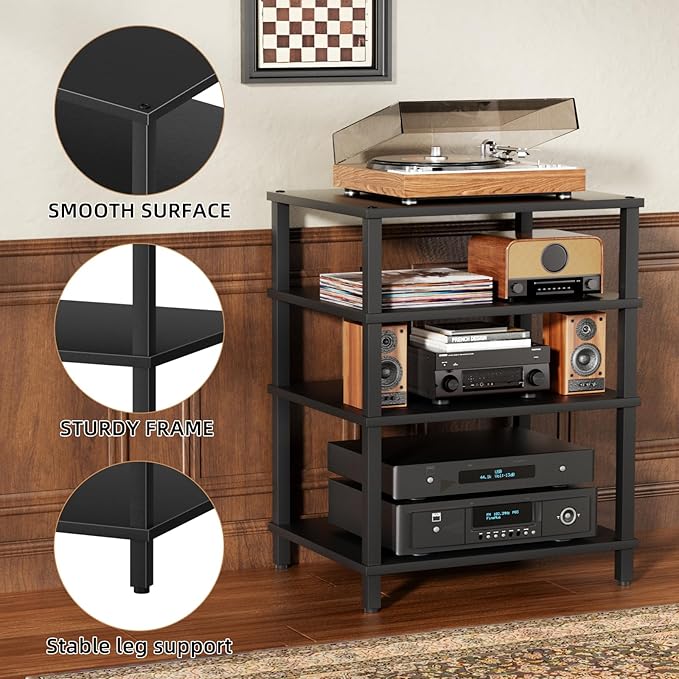 4-Tier AV Media Player Stand, Modern Stereo Cabinet, Wooden TV Stand, Game - Image 5