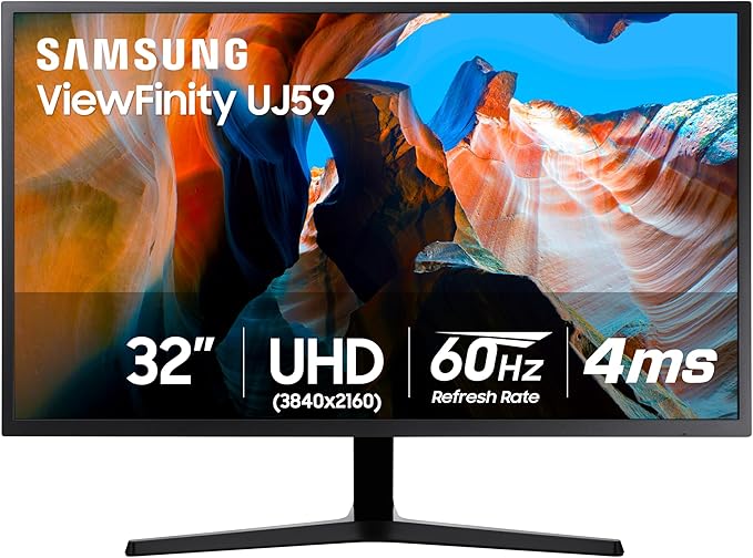 SAMSUNG 32" UJ59 Series 4K UHD Computer Monitor, VA Panel, Display Port by Samsung
