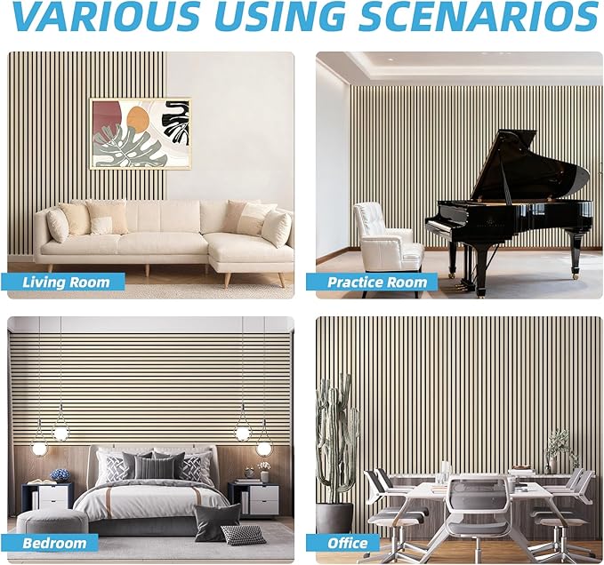 Art3d 4-Piece 94 x 12.6 Inch Acoustic Lightweight Slat Wall Panel - Image 8