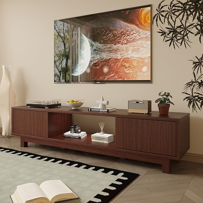 Maggym 70″ TV Stand with Storage, Modern Media Console with 2 Doors and Open by Unknown