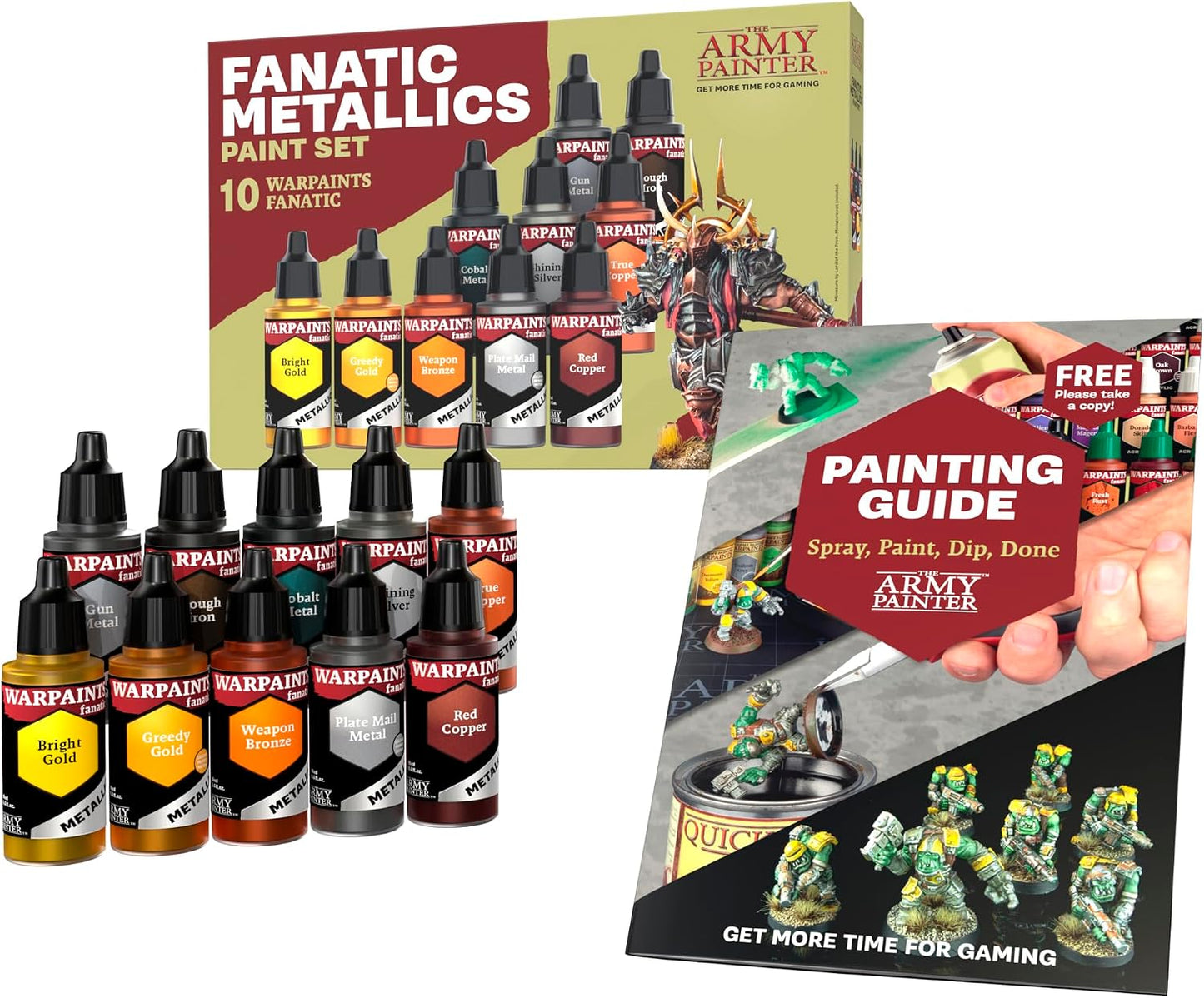 The Army Painter, Warpaints Fanatic Metallics Paint Set, 10 x 18 ml | 10 Acrylic Metal Paints incl. Gold, Copper, Metal, Bronze & Silver, for Miniature Model Painting, Dnd & Warhammer