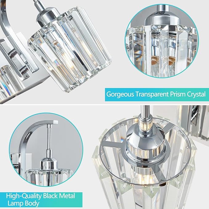 FDPBY Modern Bathroom Vanity Light, 4-Light Chrome Wall Sconce - Image 2
