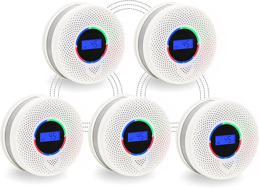 Kesymo 5Pack Upgraded Interlinked Smoke Carbon Monoxide Detector, Battery by Unknown
