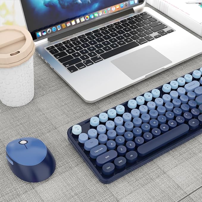 Nowlike Wireless Keyboard and Mouse Combo, Retro Typewriter Keyboard - Image 9