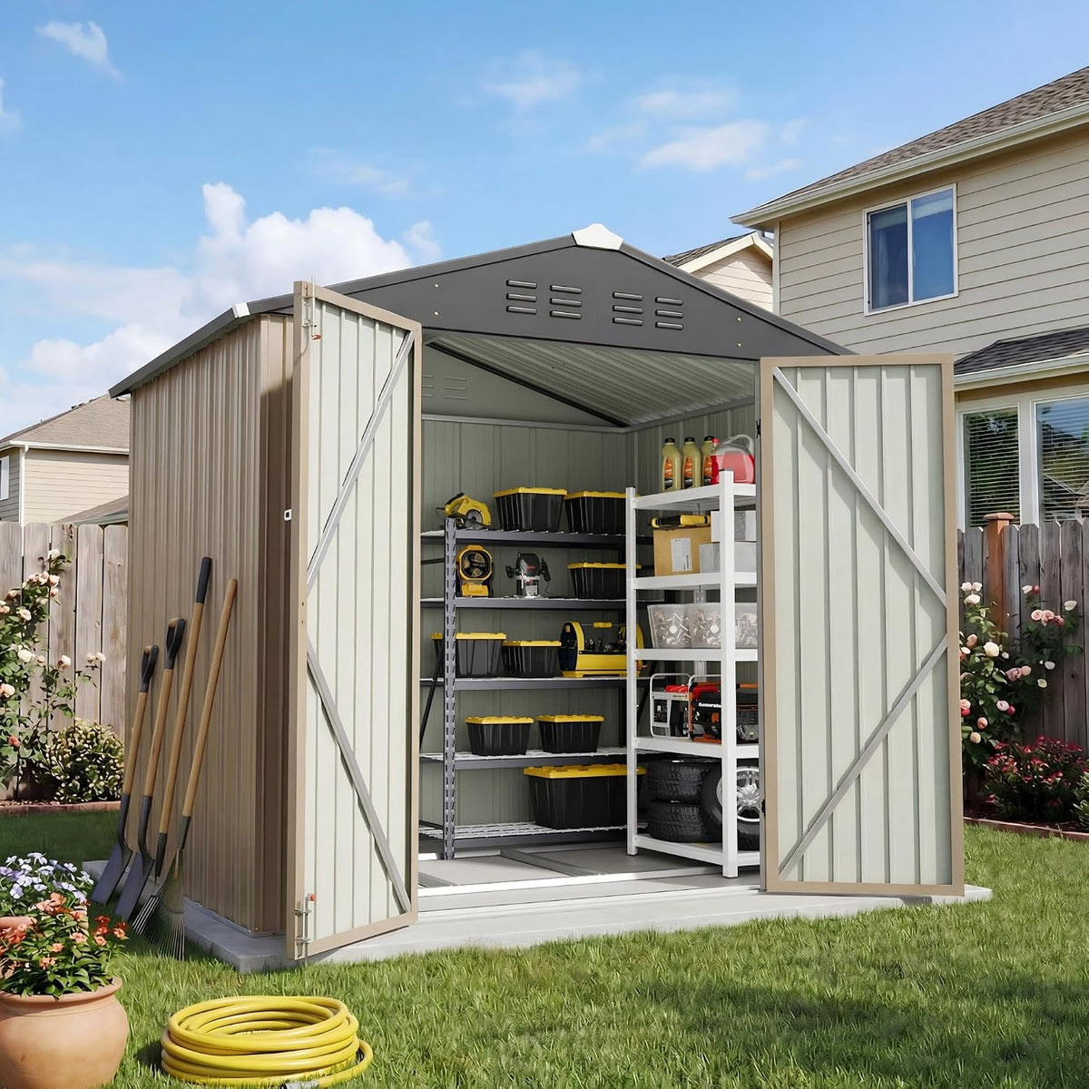 patiowell 6x4 ft outdoor storage shed with floor, main product view