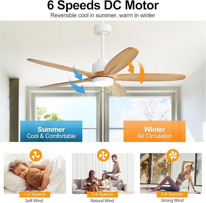 WINGBO 54" Ceiling Fan with Light - Image 6