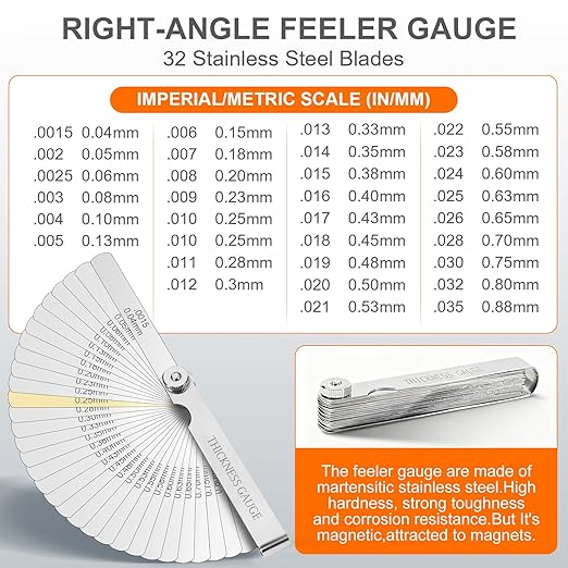 Tokyzexi 2Pcs Stainless Steel Feeler Gauge Set, 32 Straight Blades Feeler - Image 2