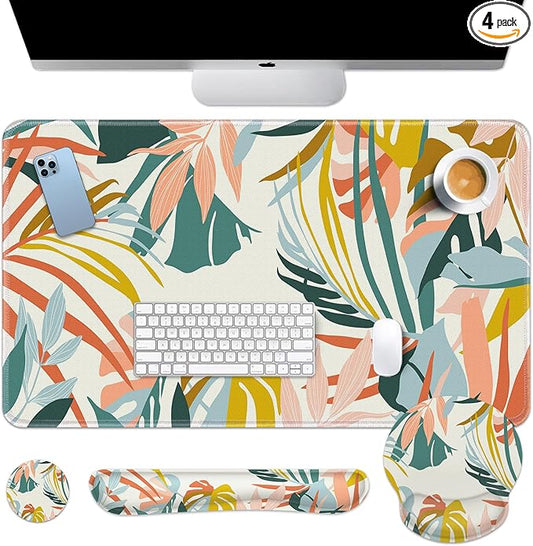 Britimes Bohemian Rainforest Keyboard Mouse Pad Set 4in1 Large by Britimes