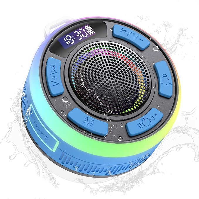 IPX7 Waterproof Shower Bluetooth Speaker, Portable Small Speaker by PRSCFUM