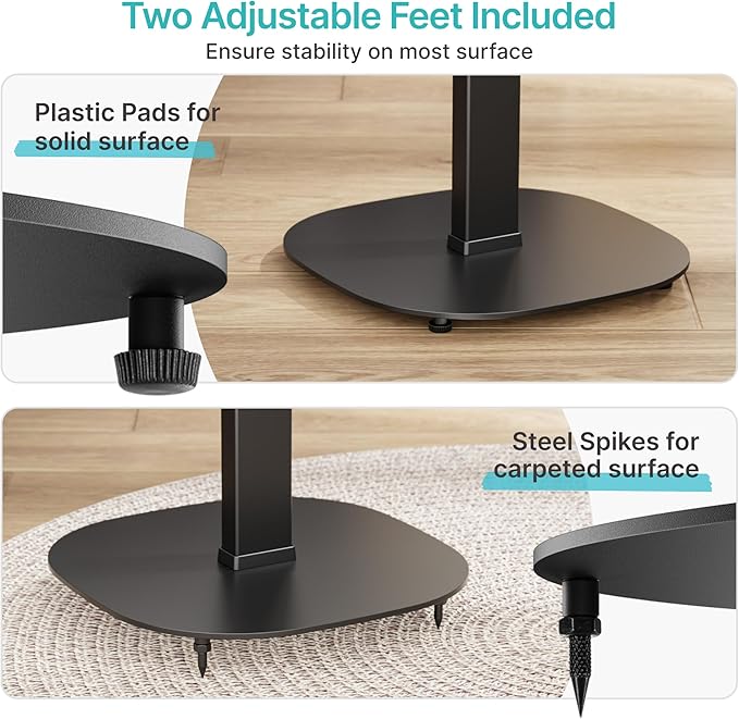 Pegzone Height-Adjustable Speaker Stand Pair from 28.6" to 46.1", 22lbs Capacity - Image 4