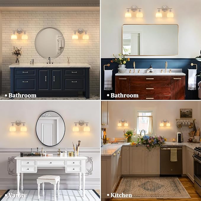 Shenmoyl Bathroom Light Fixtures, 2-Light Vanity Wall Light Over Mirror - Image 3