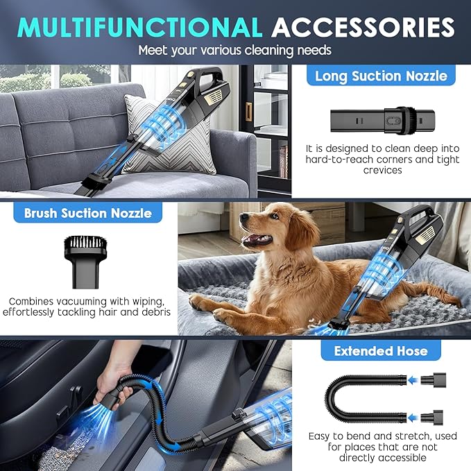 CKIKH Handheld Vacuum Cordless, 15000PA Strong Suction Hand Held Car Vacuum - Image 3