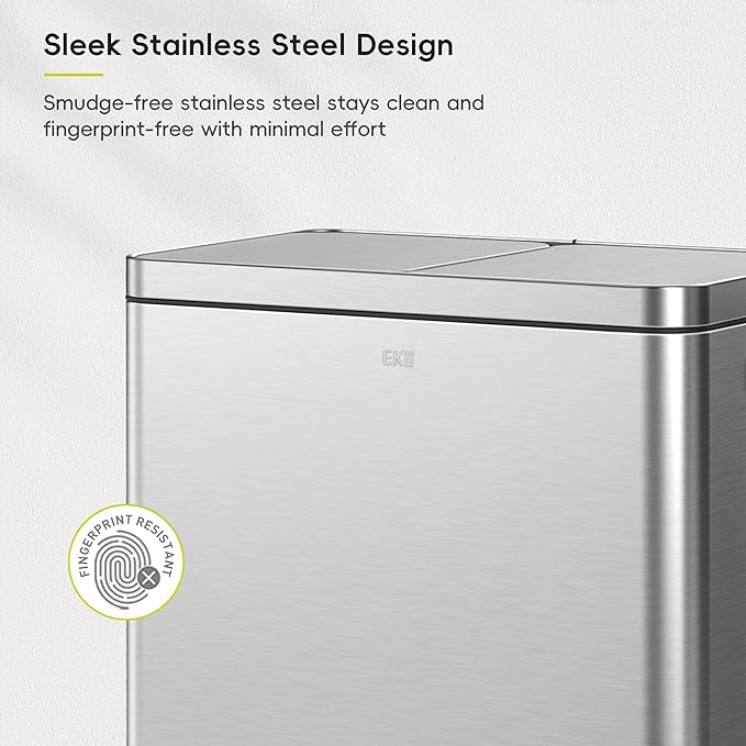EKO Edison Dual Trash Can for Recycling and Trash, 8+8 Gallons Kitchen Garbage - Image 8