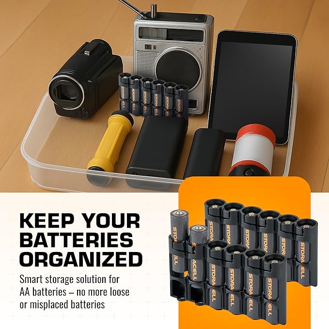 Storacell Slimline AA-6 Battery Storage Caddy and Dispenser, Holds 6 AA - Image 3