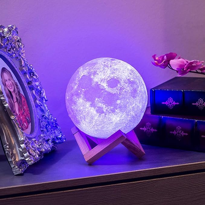 PRUGNA Moon Lamp, 1200mAh Ultra-Long Endurance Night Light, 7.1" 16 Colors LED - Image 8