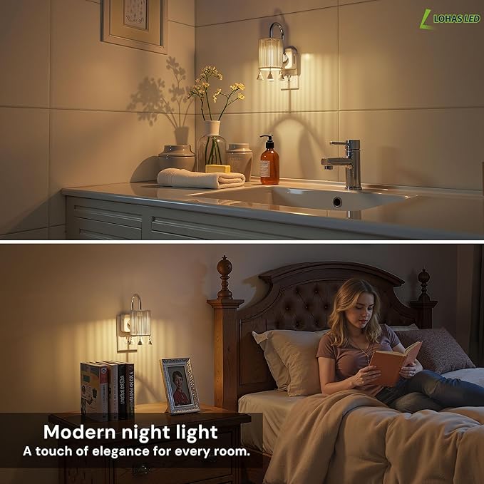 L LOHAS LED Night Lights Plug into Wall, 2 Pack Boho Fabric Cylinder Night Light - Image 7