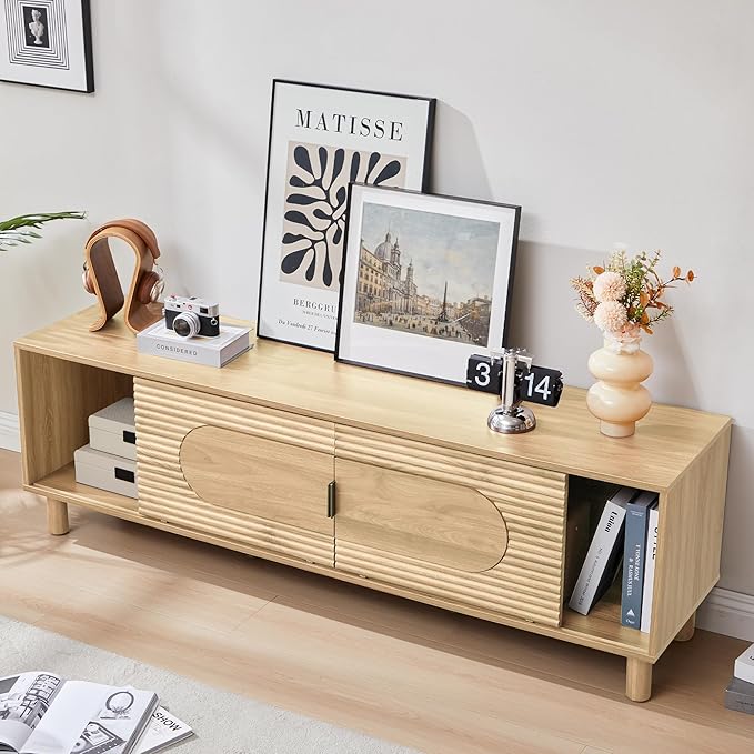 Bifins 63inch Wood TV Stand for Televisions up to 70 Inches, Mid Century Modern - Image 4