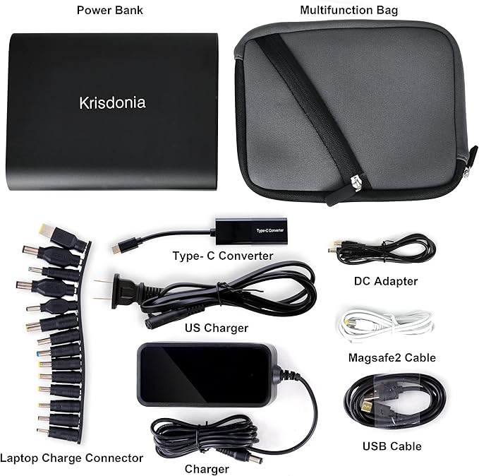 Krisdonia 50000mAh Laptop Power Bank 5/9/12/16/19/20V Portable Laptop Battery - Image 4