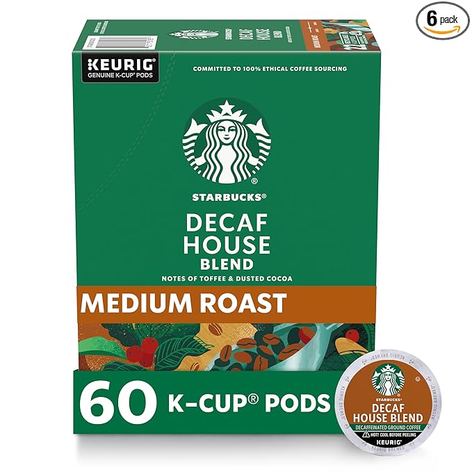 Starbucks K-Cup Coffee Pods, Medium Roast Hot or Iced Coffee, Decaf House Blend by StarbucksCoffee