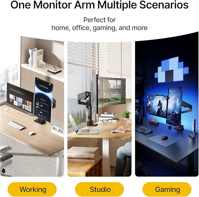 monTEK Dual Monitor Mount Tall Monitor arms - Image 9