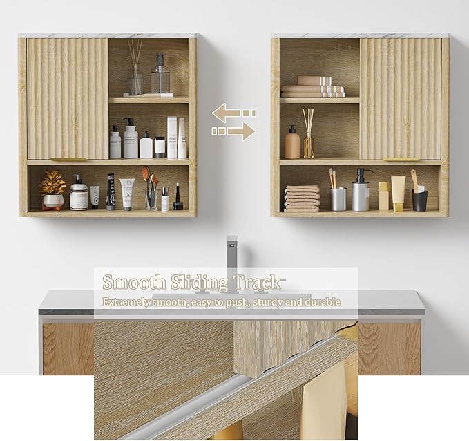 Bathroom Wall Cabinet, Fluted Medicine Cabinet - Image 4