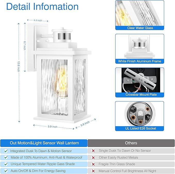 VIANIS Motion Sensor Outdoor Lights, Aluminum Waterproof Porch Lights Outdoor - Image 7