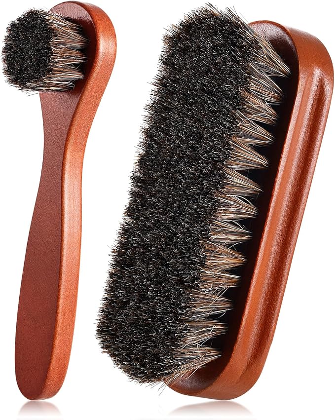 2 Pcs Horsehair Shine Shoes Brush Kit Polish Dauber Applicators Cleaning by ZJoey