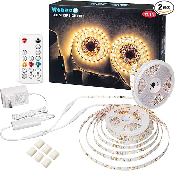 WOBANE LED Strip Lights 32.8ft Warm White, Dimmable Light Strip Kit by WOBANE