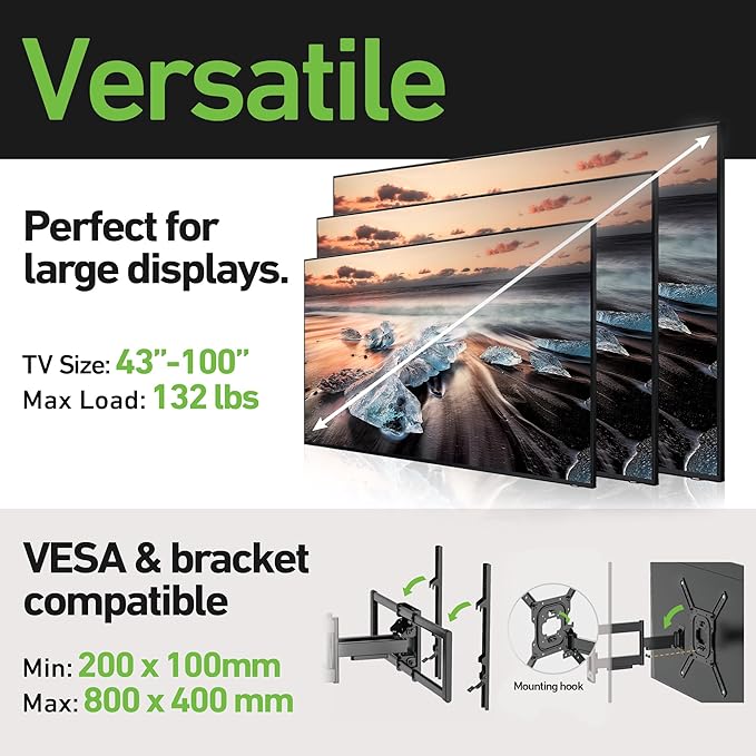 Heavy Duty Dual Arm Articulating TV Wall Mount Bracket - Image 6
