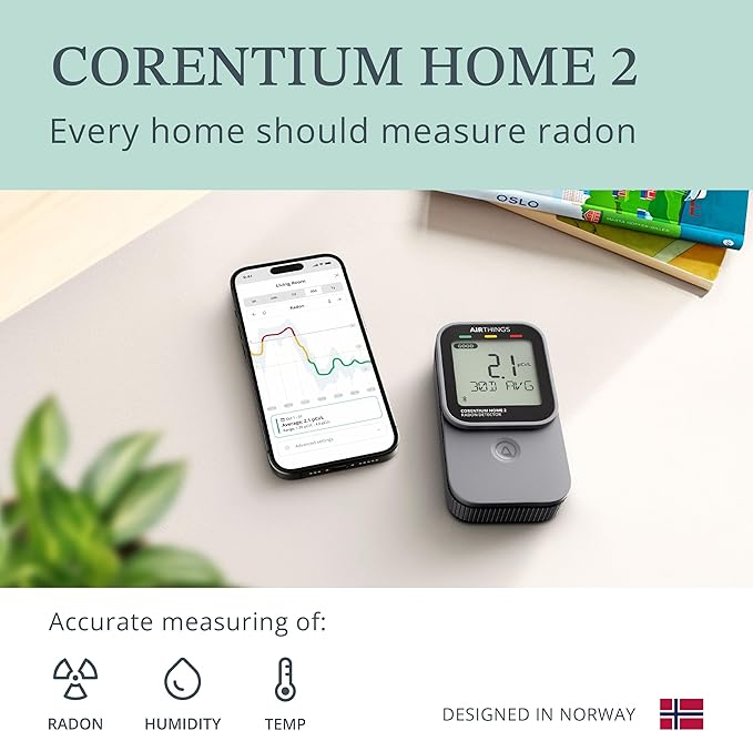 Airthings 325 Corentium Home 2 Smart Digital Radon Detector - Image 3