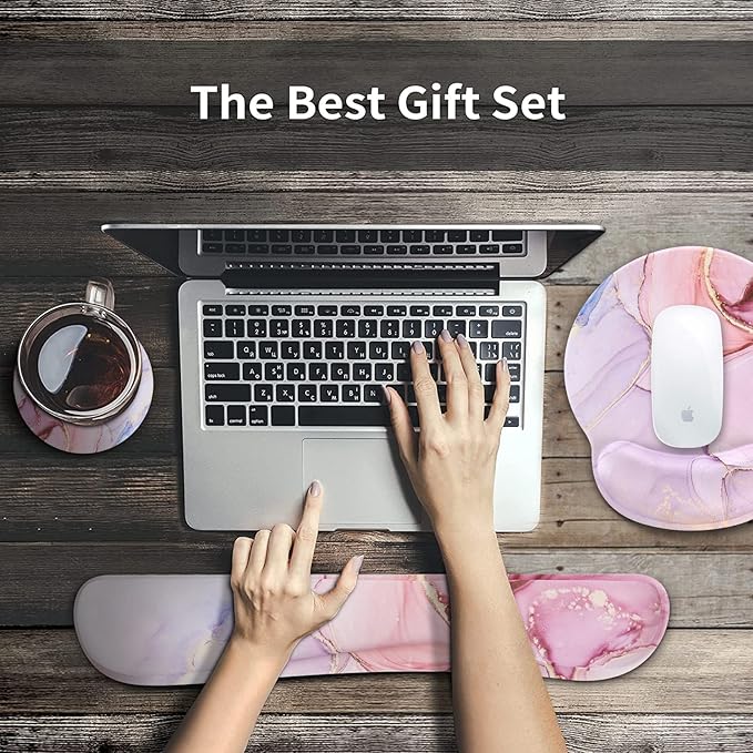 iCasso Desk Mat, Gaming Mouse Pad Wrist Support Set, 4in1 XXL Large Mousepad + - Image 7