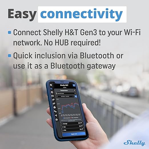 Shelly H&T Gen3 White | Wi-Fi & Bluetooth Smart Temperature & Humidity Sensor - Image 4