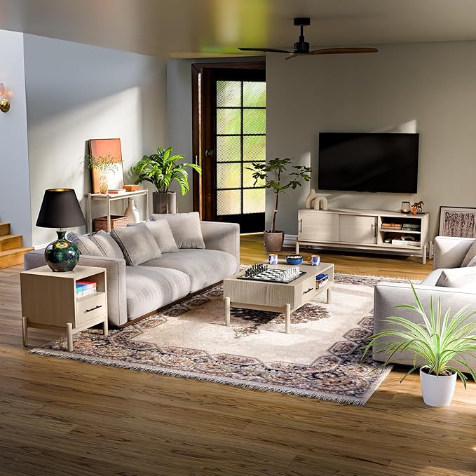 Bme Coffee Table for Living Room, Lyra Solid Wood Rectangle, Mid Century Modern - Image 6