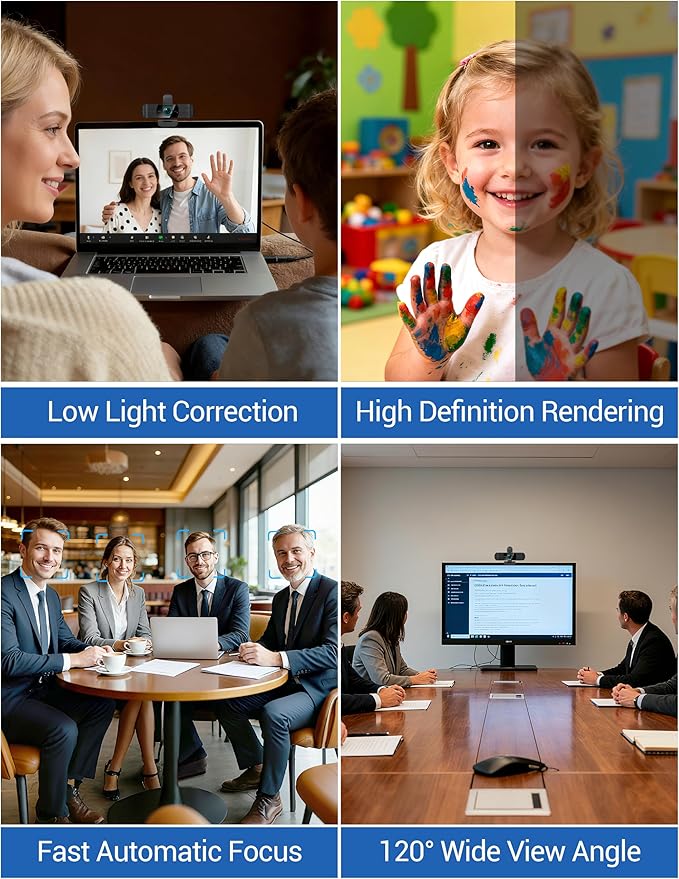 RUWBY UHD 4K Webcam with Built-in Dual Mics, Wide-Angle Lens, Privacy Cover - Image 7