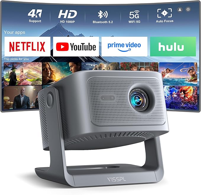 【2200ANSI & Officially-Licensed APP】Smart 4K Projector by VISSPLPROJECTOR