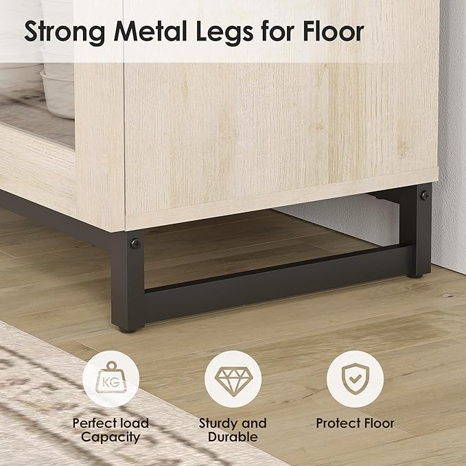WAMPAT Modern TV Stand with Glass Doors - Image 7