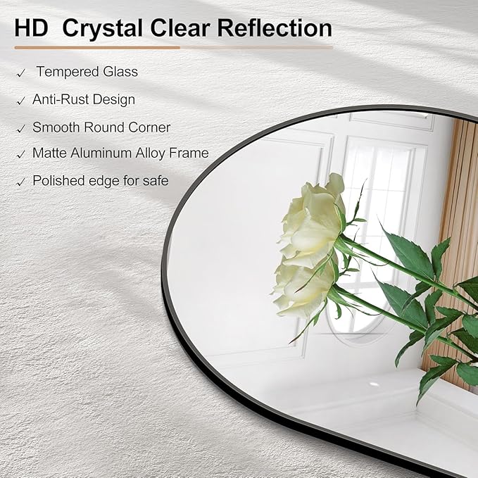 GLASHOM Arched Bathroom Mirror, Wall Mounted Mirror, Living Room, Vertically - Image 4